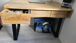 Escritorio madera maciza natural + patas metálicas