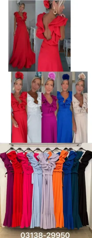 Vestido de fiesta largo con volantes