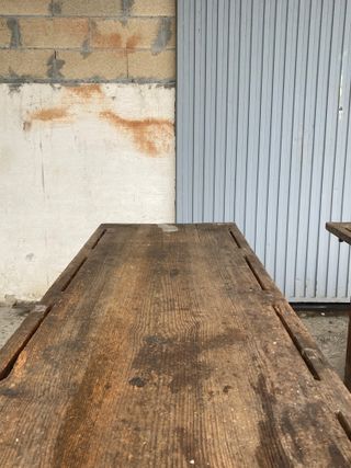 Mesa de taller antigua de madera