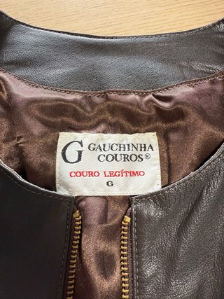 Chaqueta Cuero Marrón Gauchinha Couros Talla G