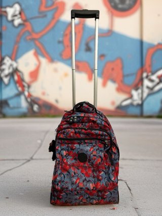 Mochila de Viaje Kipling floral azul y roja