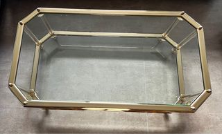 Mesa auxiliar vintage cristal y metal dorado