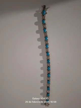 Pulsera Plata Turquesa y Circonitas