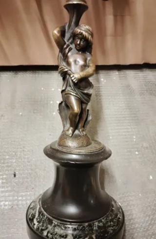 Candelabros Antiguos Bronce y Mármol