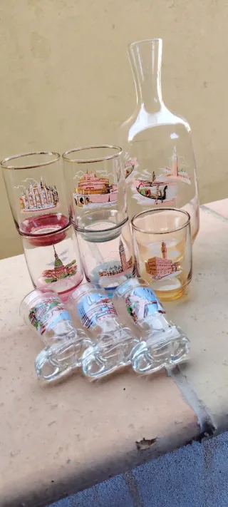 Set Bicchieri e Bottiglia Vetro