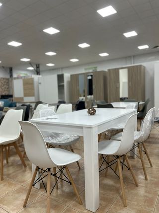 Mesa comedor madera moderna - 6 sillas