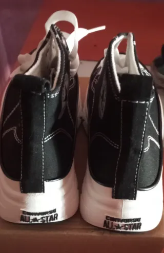 Tipo Converse Zapatillas Plataforma Negras Blancas