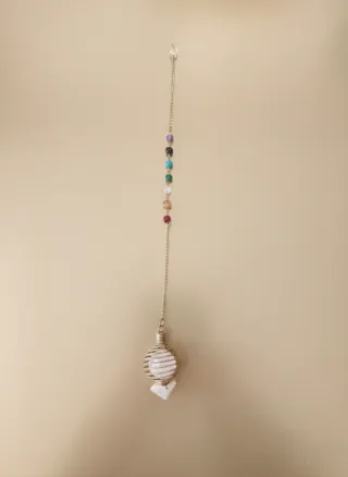 Péndulo 7 Chakras Cuarzo Rosa