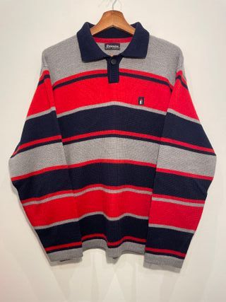 Maglione vintage Elstons righe rosse blu XL