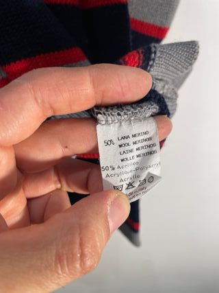 Maglione vintage Elstons righe rosse blu XL