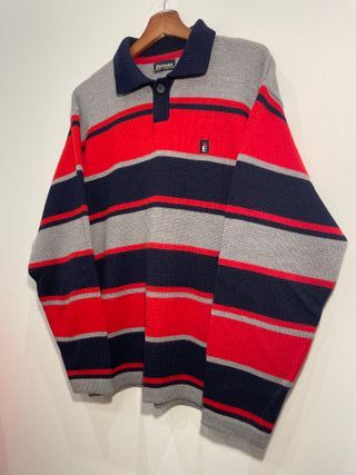 Maglione vintage Elstons righe rosse blu XL