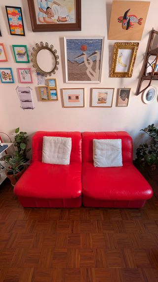 Sofá Modular 2 Plazas Piel Sintético Rojo