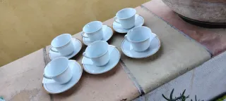 Set 6 Tazzine e Piattini Porcellana