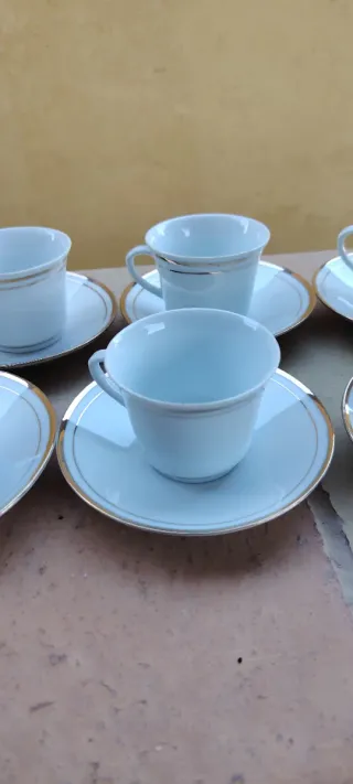 Set 6 Tazzine e Piattini Porcellana