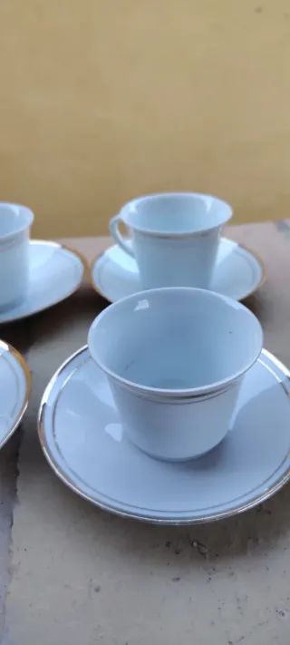 Set 6 Tazzine e Piattini Porcellana