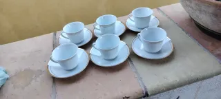 Set 6 Tazzine e Piattini Porcellana