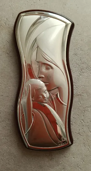 Icona Sacra Madonna Bambino Argento