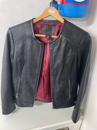 Cazadora Piel Cortefiel Negra Talla M