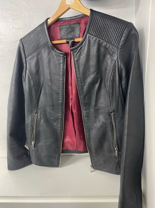 Cazadora Piel Cortefiel Negra Talla M