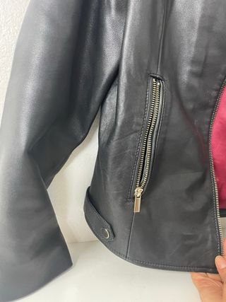 Cazadora Piel Cortefiel Negra Talla M