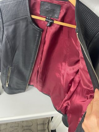 Cazadora Piel Cortefiel Negra Talla M