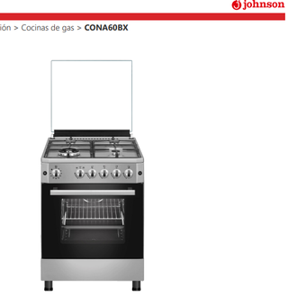 Cocina Johnson 4 fuegos + horno gas butano