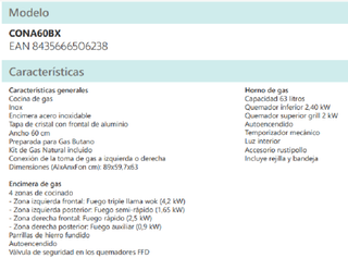 Cocina Johnson 4 fuegos + horno gas butano