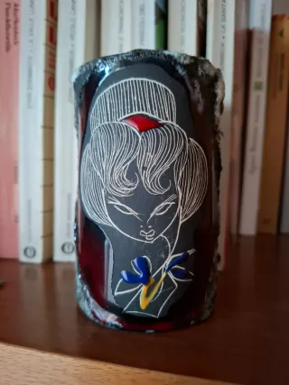 Vaso ceramica effetto lava decorato