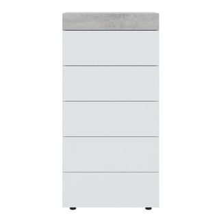 Cómoda 5 cajones blanco y cemento