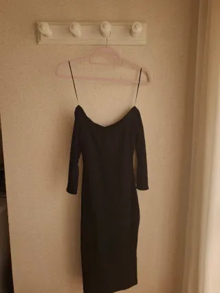 Vestido Zara Negro Talla S Cuello Abierto