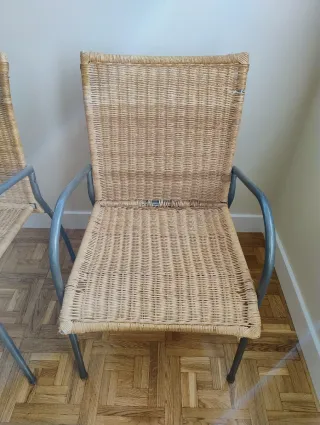 4 Sillas Mimbre y Metal Gris IKEA CENDY