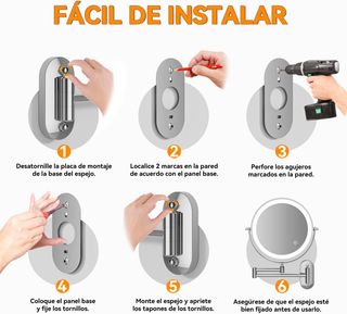 Espejo Maquillaje Auxmir 10x con Luz LED