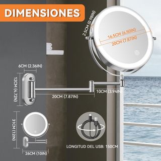 Espejo Maquillaje Auxmir 10x con Luz LED