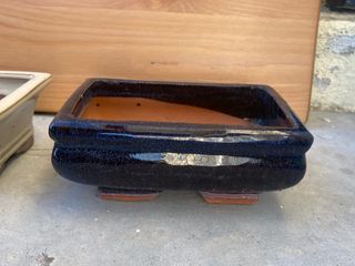 Vaso para bonsai de cerâmica azul