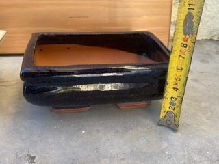 Vaso para bonsai de cerâmica azul