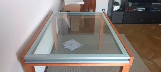 Mesa madera y cristal 120x80cm, se abre hasta 240