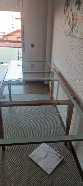 Mesa madera y cristal 120x80cm, se abre hasta 240