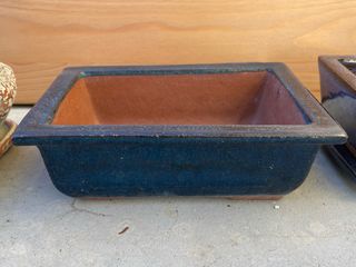 Vaso para bonsai de cerâmica azul