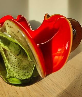 Ciotola vintage stile Murano Rosso e Verde