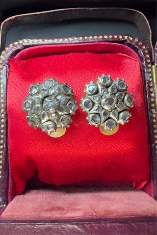 Pendientes antiguos clip oro y plata