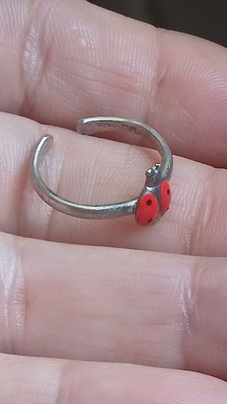 Anello bambina coccinella rosso e argento