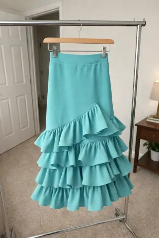 Falda Flamenco Niña Volantes Turquesa