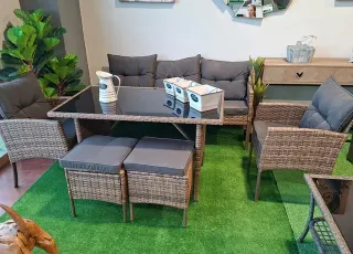 Conjunto Ratan Terraza Jardín Mesa y Sofá