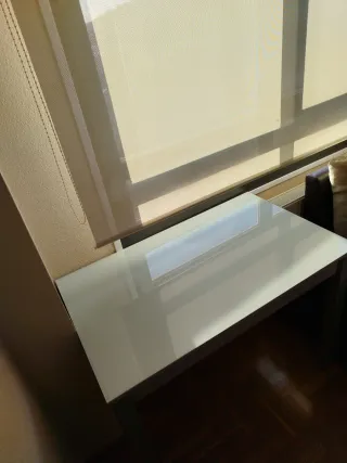 Mesa cristal templado blanca/gris