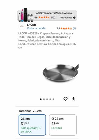 Crepera Lacor FERRUM Hierro Natural 26cm