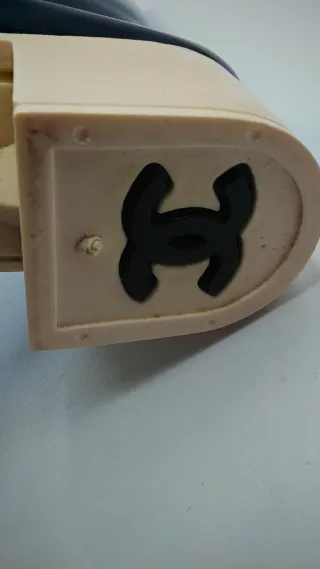 Stivali Gomma Chanel Neri Tacco Bianco