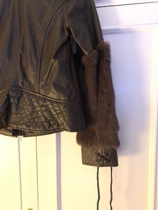 Cazadora Biker Blanco Marrón Mujer