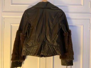 Cazadora Biker Blanco Marrón Mujer