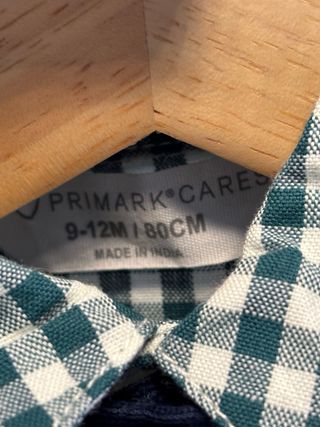 Camisa cuadros verde bebé con pajarita