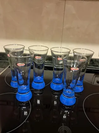 Copas de cristal Compal azules